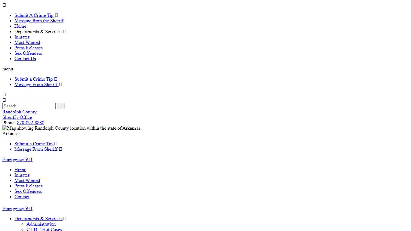 Inmate Roster - Page 1 Current Inmates - Randolph County Sheriff AR