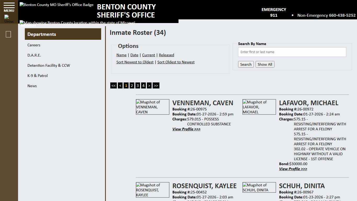Inmate Roster - Current Inmates Booking Date Descending - Benton County MO Sheriff’s Office